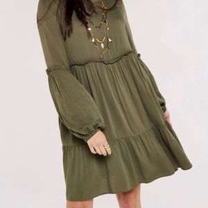 Apricot Self Chevron Babydoll Dress